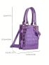 PU Square Bag Crocodile Embossed Purple Mini