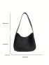 Black Hobo Bag Minimalist Medium PU