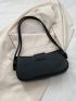 PU Baguette Bag Black Metal Decor Medium