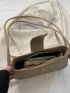 PU Baguette Bag Solid Color Metal Decor Medium