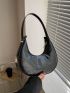 Snakeskin Embossed Hobo Bag Elegant Zipper PU