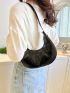 Snakeskin Embossed Hobo Bag Elegant Zipper PU