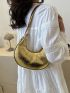 Metallic Snakeskin Embossed Hobo Bag Funky Zipper PU