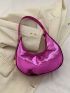 Metallic Snakeskin Embossed Hobo Bag Funky Zipper PU