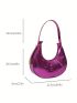 Metallic Snakeskin Embossed Hobo Bag Funky Zipper PU