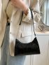 Crocodile Embossed Baguette Bag Fashionable Zipper PU