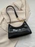 Crocodile Embossed Baguette Bag Fashionable Zipper PU