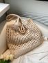 Large Crochet Bag Vacation Hollow Out Polyester