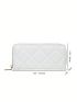 White Long Wallet Fashionable Quilted Detail Zipper PU