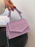 Mini Square Bag Glamorous Rhinestone Decor Flap