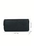 Litchi Embossed Long Wallet Mini Zipper Solid Color