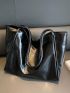 Black Shoulder Tote Bag PU Large Capacity