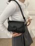 Flap Saddle Bag PU Black Minimalist