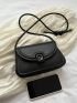 Flap Saddle Bag PU Black Minimalist