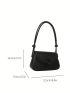 Flap Saddle Bag PU Black Minimalist