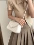 Flap Saddle Bag PU Beige Knot Decor