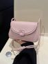 Flap Saddle Bag PU Pink Knot Decor