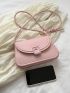 Flap Saddle Bag PU Pink Knot Decor