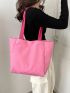 Pink Shopper Bag Large Capacity Polyester Minimalist