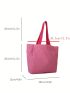 Pink Shopper Bag Large Capacity Polyester Minimalist