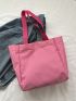 Pink Shopper Bag Large Capacity Polyester Minimalist