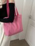 Pink Shopper Bag Large Capacity Polyester Minimalist