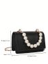 Mini Square Bag Faux Pearl Decor Flap PU