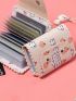 Cartoon Print Credit Card Holder, Flap Button Clutch Card Bag, Casual Purse With Multiple Card Slots