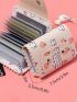 Cartoon Print Credit Card Holder, Flap Button Clutch Card Bag, Casual Purse With Multiple Card Slots