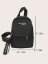 Mini Sling Bag Letter Patch Detail Zip Front Black