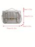 PU Flap Backpack Buckle Decor Silver Push Lock