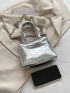 Mini Square Bag Chain Decor Metallic PU Funky