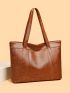 Letter Embossed Shoulder Tote Bag PU Large Capacity