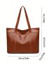 Letter Embossed Shoulder Tote Bag PU Large Capacity