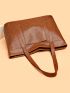 Letter Embossed Shoulder Tote Bag PU Large Capacity