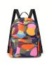 Vintage Random Graphic Pattern Classic Backpack Pocket Front Adjustable Strap