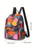 Vintage Random Graphic Pattern Classic Backpack Pocket Front Adjustable Strap