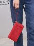 Neon Red Letter Embossed Passport Case