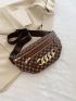 Medium Waist Bag Geometric Pattern Chain Decor