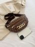 Medium Waist Bag Geometric Pattern Chain Decor