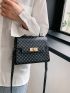 Mini Square Bag Geometric Pattern Top Handle Twist Lock