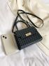 Mini Square Bag Geometric Pattern Top Handle Twist Lock