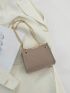 Mini Square Bag Solid Color Metal Decor Chain Strap, Clear Bag