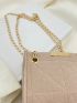 Mini Square Bag Solid Color Metal Decor Chain Strap, Clear Bag