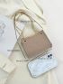 Mini Square Bag Solid Color Metal Decor Chain Strap, Clear Bag