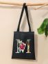 Letter Graphic Shopper Bag Casual Double Handle