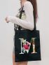 Letter Graphic Shopper Bag Casual Double Handle