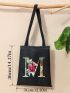 Letter Graphic Shopper Bag Casual Double Handle