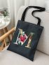 Letter Graphic Shopper Bag Casual Double Handle