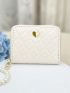 Quilted Pattern Card Holder Heart Decor With Zipper